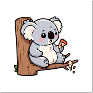 Koala bear eats Pizza Posters and Art